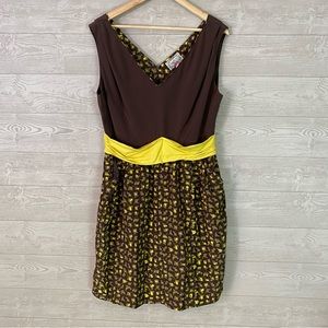 Anthropologie Baraschi 10 brown and yellow dress NEW